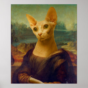 Mona Lisa Sphynx Cat Poster