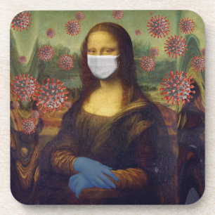Mona Lisa spielt auf Nummer sicher im Umfeld von C Getränkeuntersetzer