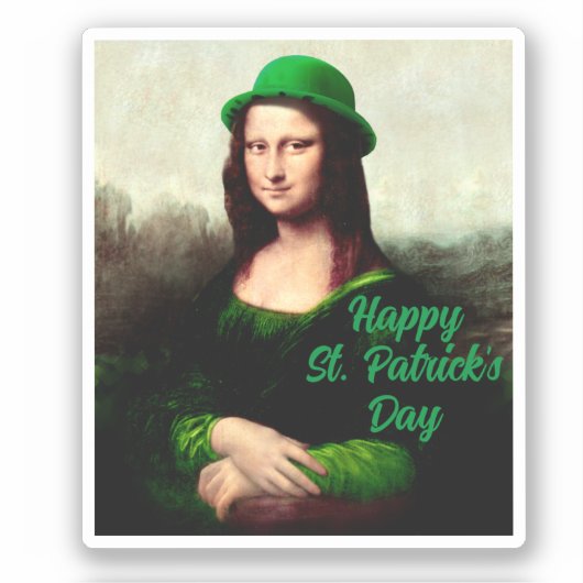 Mona Lisa St. Patrick's Day Clover Aufkleber (Vorderseite)
