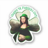 Mona Lisa St. Patrick's Day Clover Aufkleber (Vorderseite)