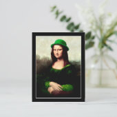 Mona Lisa St. Patrick's Day Clover Postkarte (Stehend Vorderseite)