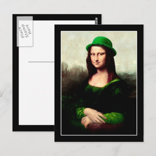 Mona Lisa St. Patrick's Day Clover Postkarte (Vorne/Hinten)