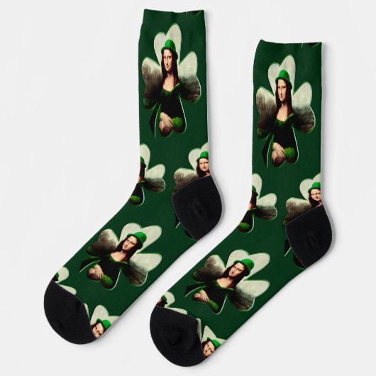 Mona Lisa St. Patrick's Day Clover Socken (Linkes Detail)