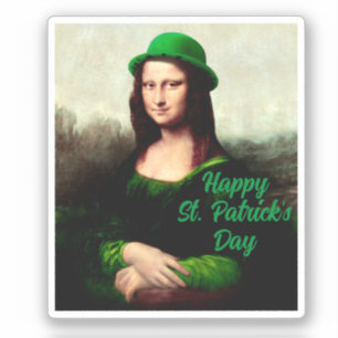 Mona Lisa St. Patrick's Day Kleeblatt Aufkleber