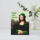 Mona Lisa St. Patrick's Day Kleeblatt Postkarte (Stehend Vorderseite)