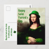 Mona Lisa St. Patrick's Day Kleeblatt Postkarte (Vorne/Hinten)