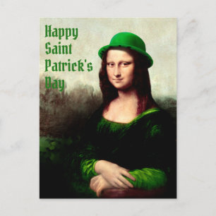 Mona Lisa St. Patrick's Day Kleeblatt Postkarte