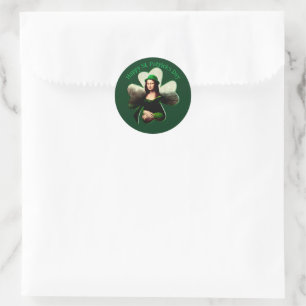 Mona Lisa St. Patrick's Day Kleeblatt Runder Aufkleber