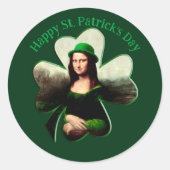 Mona Lisa St. Patrick's Day Kleeblatt Runder Aufkleber (Vorderseite)