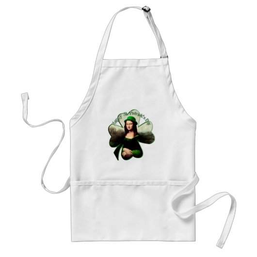 Mona Lisa St. Patrick's Day Kleeblatt Schürze (Vorne)