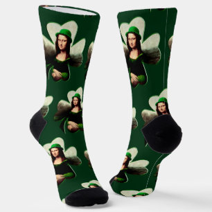 Mona Lisa St. Patrick's Day Kleeblatt Socken