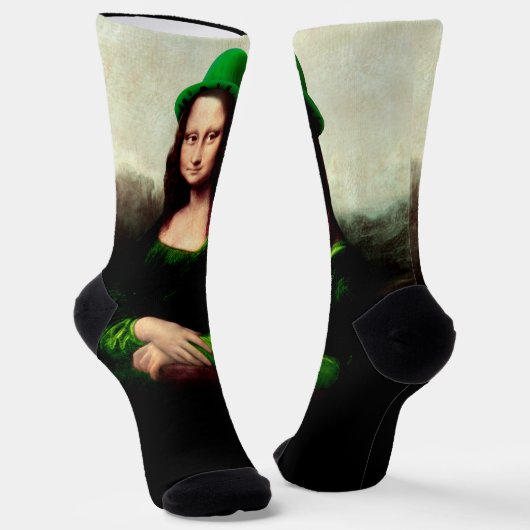 Mona Lisa St. Patrick's Day Kleeblatt Socken (Gewinkelt)