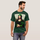 Mona Lisa St. Patrick's Day Kleeblatt T-Shirt (Vorne ganz)