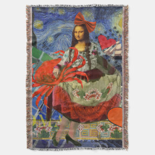 Mona Lisa Sternennacht Collage: Whimsical Surreal Decke