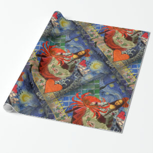 Mona Lisa Sternennacht Collage: Whimsical Surreal Geschenkpapier