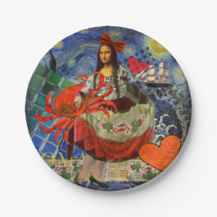 Mona Lisa Sternennacht Collage: Whimsical Surreal  Pappteller