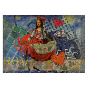 Mona Lisa Sternennacht Collage: Whimsical Surreal Schneidebrett