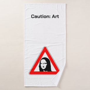 Mona Lisa Straßenschild Parodie Pop Art Badehandtuch