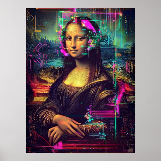 Mona Lisa Synthwave Cyberpunk Art Poster (Vorne)