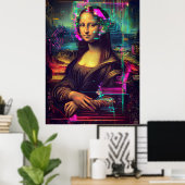 Mona Lisa Synthwave Cyberpunk Kunst Poster (Heimbüro)