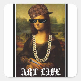 Mona Lisa Thug Art Life Quadratischer Aufkleber