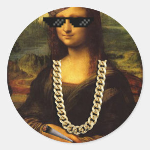 Mona Lisa Thug Art Life Runder Aufkleber