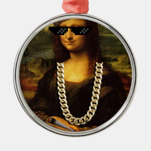 Mona Lisa Thug Art Life Silbernes Ornament (Vorne)