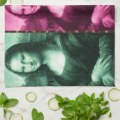 Mona Lisa Tierdruck-Grün-Rosa lila Geschirrtuch (Gefaltet)