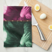 Mona Lisa Tierdruck-Grün-Rosa lila Geschirrtuch (Viertel Falte)