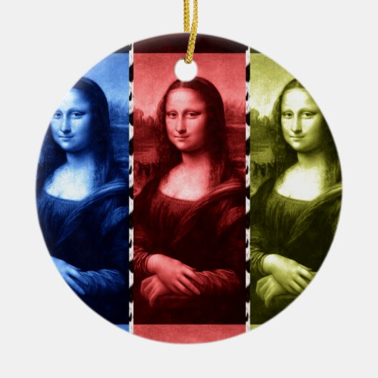Mona Lisa Tierdruck-Primärfarben Keramik Ornament (Vorne)