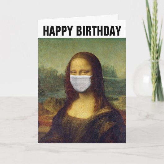 MONA LISA TRAING MASK BIRTHDAY CARD KARTE (Vorderseite)
