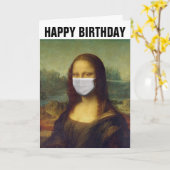 MONA LISA TRAING MASK BIRTHDAY CARD KARTE (Gelbe Blume)