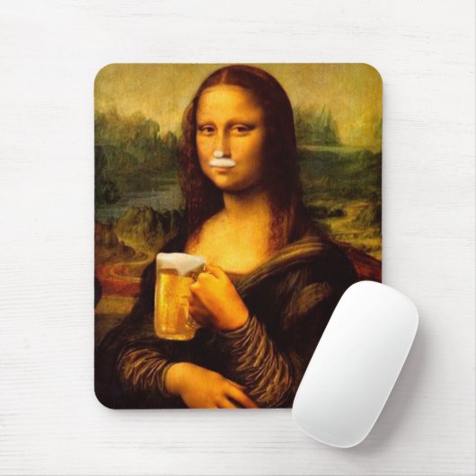 Mona Lisa trinkt Bier, Bierliebhaber Mousepad (Mit Mouse)