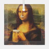 Mona Lisa trinkt Bier, Bierliebhaber Ornament Aus Glas (Vorderseite)