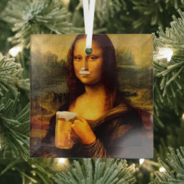 Mona Lisa trinkt Bier, Bierliebhaber Ornament Aus Glas