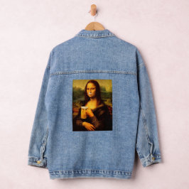 Mona Lisa trinkt Bier Liebhaber Jeansjacke
