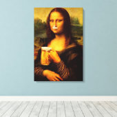 Mona Lisa trinkt Bier Liebhaber Leinwanddruck (Insitu (Holzboden))