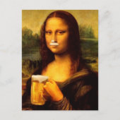Mona Lisa trinkt Bier Liebhaber Postkarte (Vorderseite)