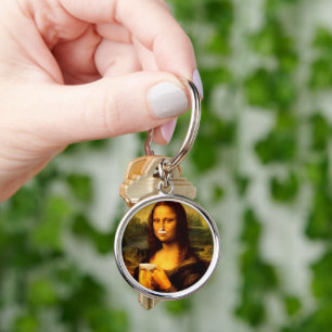 Mona Lisa trinkt Bier Liebhaber Schlüsselanhänger