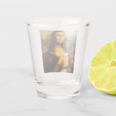 Mona Lisa trinkt Bier Liebhaber Schnapsglas (Rückseite)