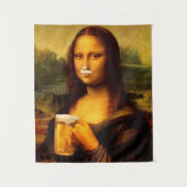 Mona Lisa trinkt Bier Liebhaber Wandteppich (Vorderseite)