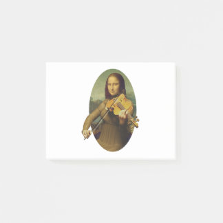 Mona Lisa übt Violine oder Viola Post-it Klebezettel