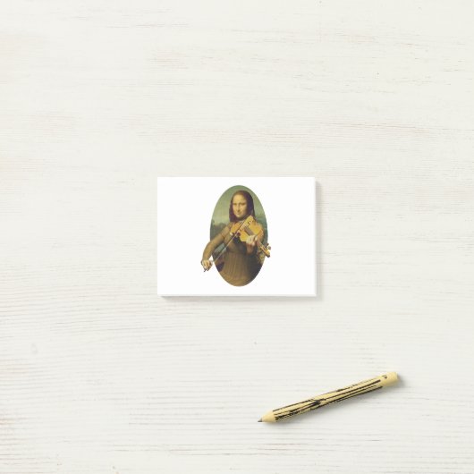 Mona Lisa übt Violine oder Viola Post-it Klebezettel (Auf Schreibtisch)