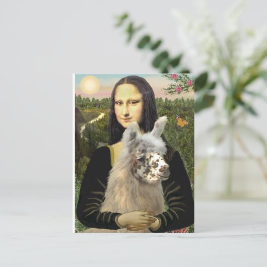 Mona Lisa und ihr Llama Postkarte (Stehend Vorderseite)