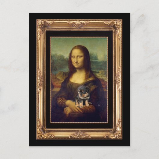 Mona Lisa und ihr Rottweiler Postkarte (Vorderseite)