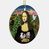 Mona Lisa und ihre beiden Guinea Schweine Keramik Ornament (Rechts)