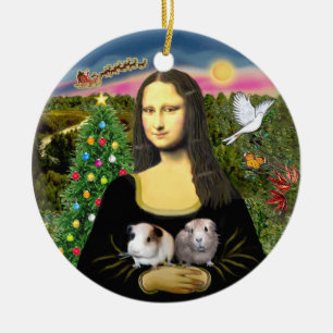 Mona Lisa und ihre beiden Guinea Schweine Keramik Ornament