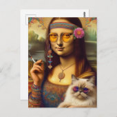 Mona Lisa und ihre Himalayan-Katze Rauchen Postkarte (Vorne/Hinten)