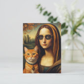 Mona Lisa und ihre Ingwerkatze Postkarte (Stehend Vorderseite)