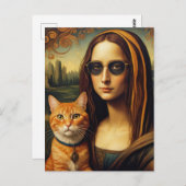 Mona Lisa und ihre Ingwerkatze Postkarte (Vorne/Hinten)